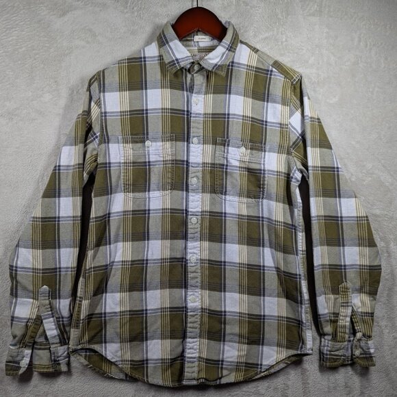 Wallace Barnes Garments Classic Cotton Green/Blue SMALL Long Sleeve Button Up - Picture 1 of 7